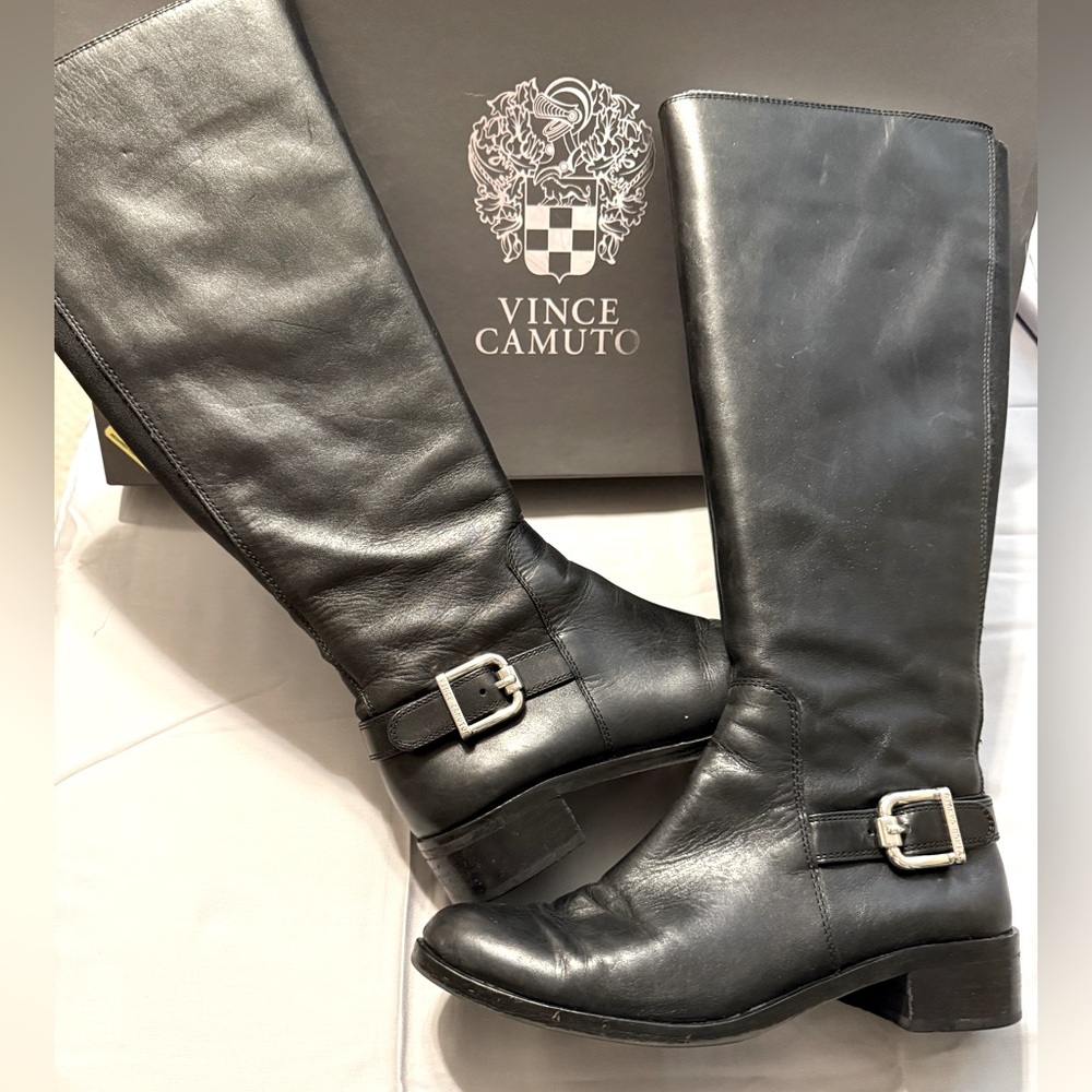 Vince Camuto Black Leather Heeled Boots
